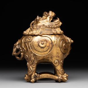 A finely cast Chinese gilt-bronze 'luduan' censer, possibly Ming — 照片 4