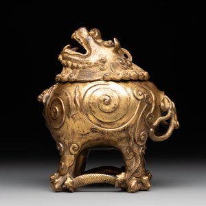 A finely cast Chinese gilt-bronze 'luduan' censer, possibly Ming — 照片 6