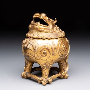 A finely cast Chinese gilt-bronze 'luduan' censer, possibly Ming — 照片 9