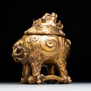 A finely cast Chinese gilt-bronze 'luduan' censer, possibly Ming — 照片 10