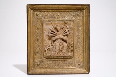 A Flemish carved alabaster relief depicting Mater Dolorosa, Malines, late 16th C.