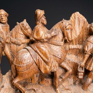 A Flemish carved oak retable fragment: 'Roman soldiers on mount Golgotha', ca. 1500 — 照片 3