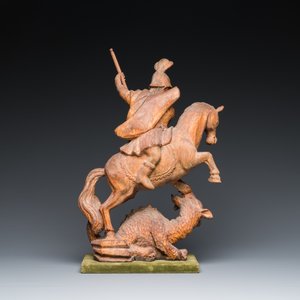 A Flemish carved oak 'St. George and the dragon' group, Antwerp, 16th C. — 照片 4