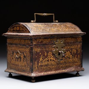A Flemish gilt-tooled leather casket with hunting scenes, probably Antwerp, early 17th C. — 照片 1