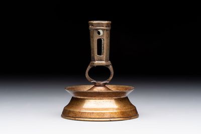 A Flemish knotted brass candlestick, 15th C. and later