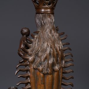 A Flemish or Dutch bronze Gothic Revival large bronze 'Madonna and Child' chandelier, 19th C. — photo 8