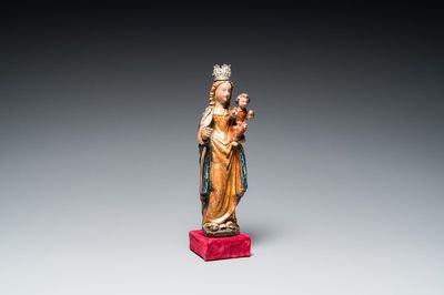 A Flemish polychromed wood sculpture of a Madonna with Child, so called 'Poupée de Malines', Mechelen, Flanders, 1st quarter 16th C.