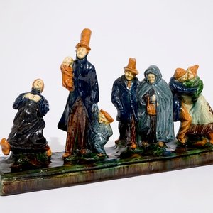 A Flemish pottery group titled: "The small wedding", prob. Caesens workshop, 20th C. — photo 1