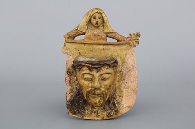 A fragment of a holy water stoup, low countries, 17th C.