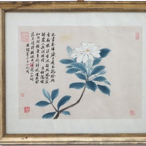 A framed Chinese floral painting, signed — photo 2