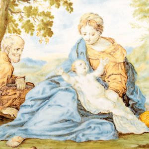 A framed Italian maiolica 'biblical subject' plaque, Castelli, 18th C. — photo 2
