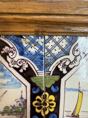 A framed six-piece 'Musicians' tile panel and two 'Landscape' tiles, France, 19th C. — foto 12