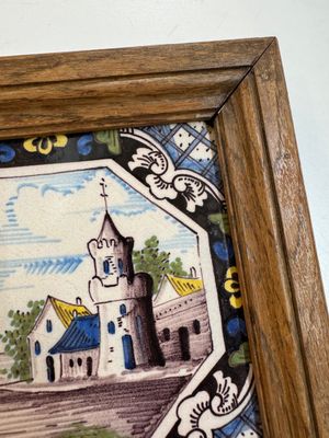 A framed six-piece 'Musicians' tile panel and two 'Landscape' tiles, France, 19th C. — foto 14
