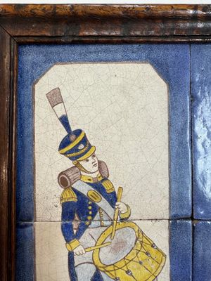 A framed six-piece 'Musicians' tile panel and two 'Landscape' tiles, France, 19th C. — foto 2