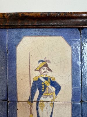 A framed six-piece 'Musicians' tile panel and two 'Landscape' tiles, France, 19th C. — foto 4