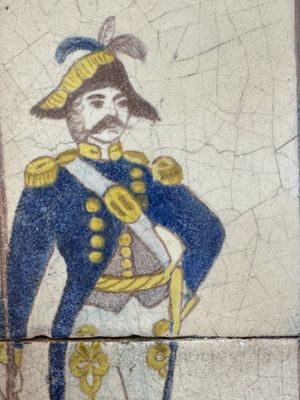 A framed six-piece 'Musicians' tile panel and two 'Landscape' tiles, France, 19th C. — foto 5