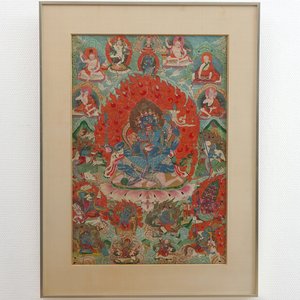 A framed Tibetan tangka, 19th C. — photo 1