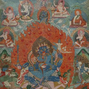 A framed Tibetan tangka, 19th C. — photo 3