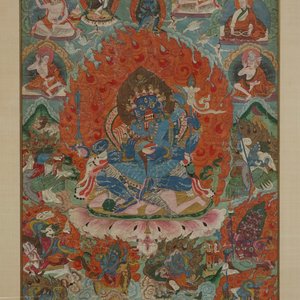 A framed Tibetan tangka, 19th C. — photo 4