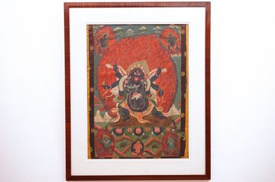 A framed Tibetan tangka, 19th C.