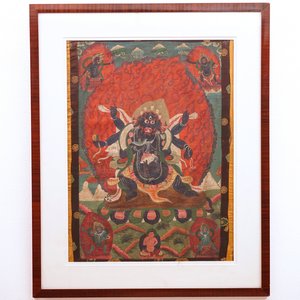 A framed Tibetan tangka, 19th C. — 照片 1