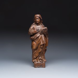 A French carved oak 'Virgin Mary at the Annunciation' figure — 照片 2