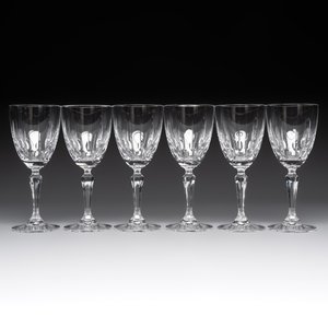 A French crystal wine cooler, six champagne flutes, six wine glasses and six water glasses, in original Arnauld de Brissac boxes, 1970s — photo 16