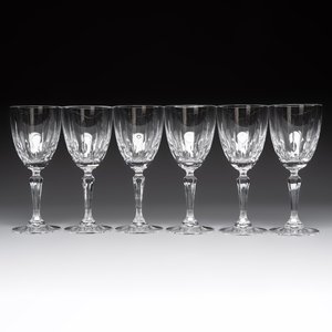 A French crystal wine cooler, six champagne flutes, six wine glasses and six water glasses, in original Arnauld de Brissac boxes, 1970s — photo 17