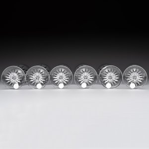 A French crystal wine cooler, six champagne flutes, six wine glasses and six water glasses, in original Arnauld de Brissac boxes, 1970s — photo 19