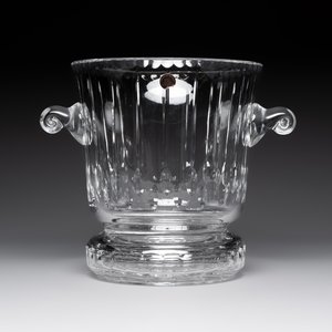 A French crystal wine cooler, six champagne flutes, six wine glasses and six water glasses, in original Arnauld de Brissac boxes, 1970s — photo 20