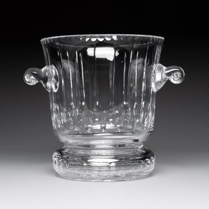A French crystal wine cooler, six champagne flutes, six wine glasses and six water glasses, in original Arnauld de Brissac boxes, 1970s — photo 22