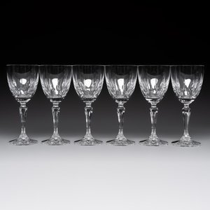 A French crystal wine cooler, six champagne flutes, six wine glasses and six water glasses, in original Arnauld de Brissac boxes, 1970s — photo 3