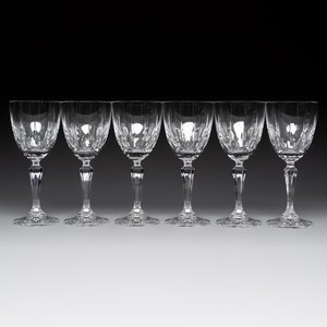 A French crystal wine cooler, six champagne flutes, six wine glasses and six water glasses, in original Arnauld de Brissac boxes, 1970s — photo 4