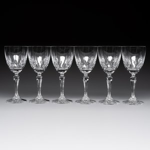 A French crystal wine cooler, six champagne flutes, six wine glasses and six water glasses, in original Arnauld de Brissac boxes, 1970s — photo 5