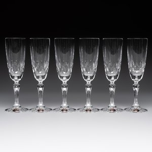 A French crystal wine cooler, six champagne flutes, six wine glasses and six water glasses, in original Arnauld de Brissac boxes, 1970s — photo 8