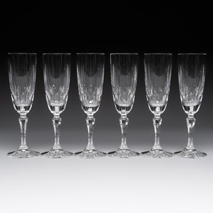 A French crystal wine cooler, six champagne flutes, six wine glasses and six water glasses, in original Arnauld de Brissac boxes, 1970s — photo 9