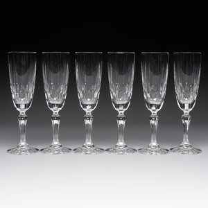 A French crystal wine cooler, six champagne flutes, six wine glasses and six water glasses, in original Arnauld de Brissac boxes, 1970s — photo 10