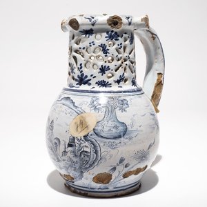 A French faience blue and white puzzle jug, poss. Lille, 18th C. — photo 1