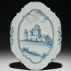 A French faience blue and white topographical plaque, poss. Moustiers, 18/19th C. — 照片 1