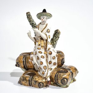 A French faience ink stand modelled as a seated Chinese, Lille, 18th C. — photo 1