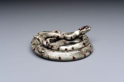 A French faience model of a snake, probably Saint-Honoré-Les-Bains, 19th C.