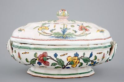 A French faience tureen and cover, Rouen, 18th C.