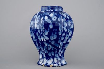 A French faience vase with bleu Persan or "A la bougie" decoration, Nevers, 17th C.