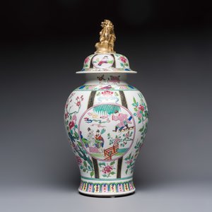A French famille rose-style 'Xi Xiang Ji' covered vase, Samson, Paris, 19th C. — foto 4