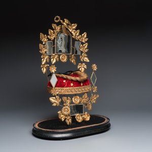 A French gilt-metal globe de mariée bridal keepsake with glass dome — 照片 2