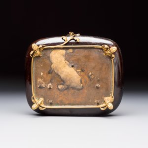 A French lacquered and bronze inlaid inkwell with a turquoise-glazed Buddha brushwasher — foto 7