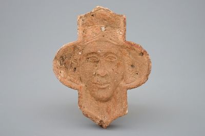 A French medieval relief-decorated ceiling tile, Auvergne region, 14/15th C.