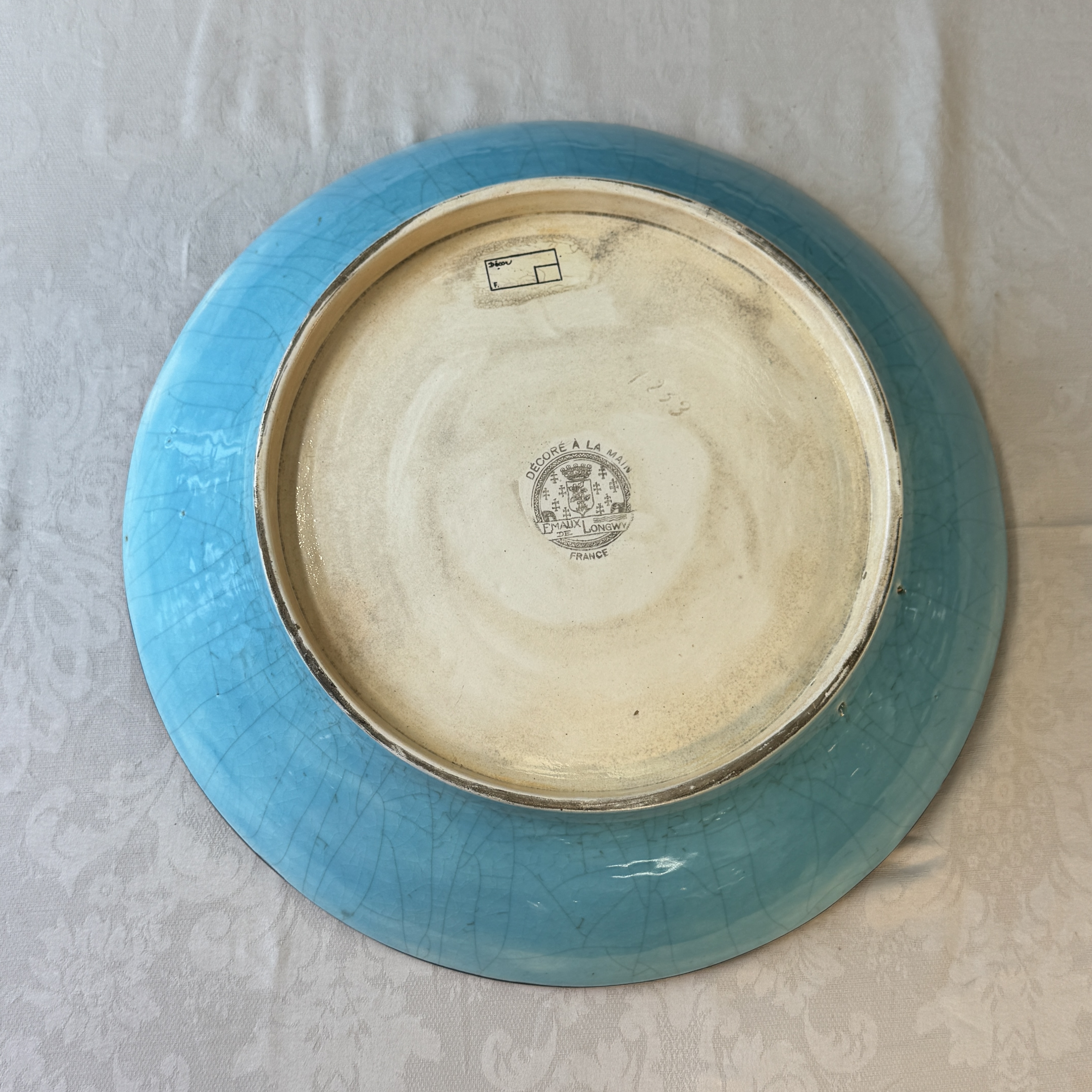 A French polychrome enamelled Longwy 'Cranes among Clouds' charger — photo 11