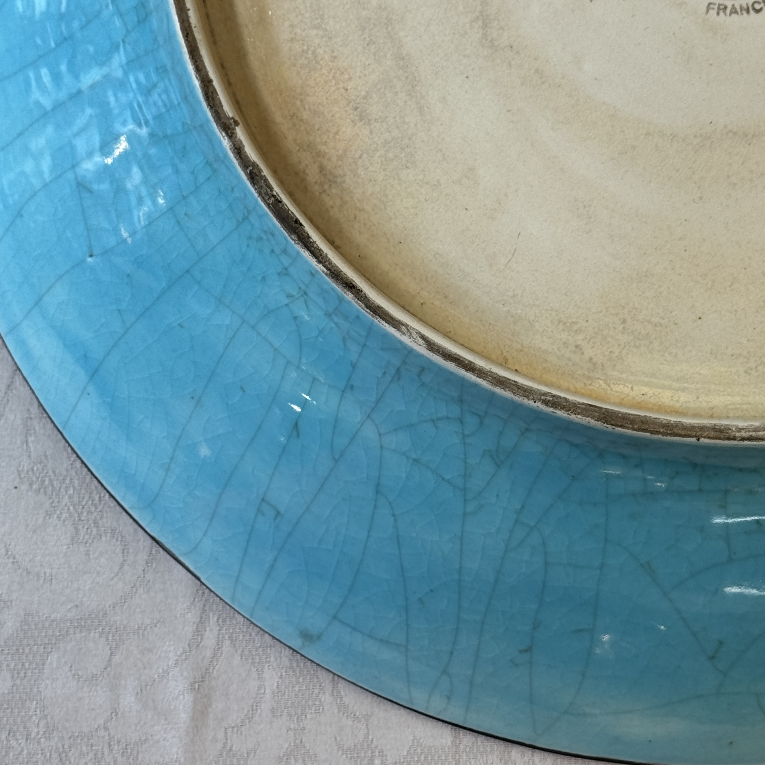 A French polychrome enamelled Longwy 'Cranes among Clouds' charger — photo 12