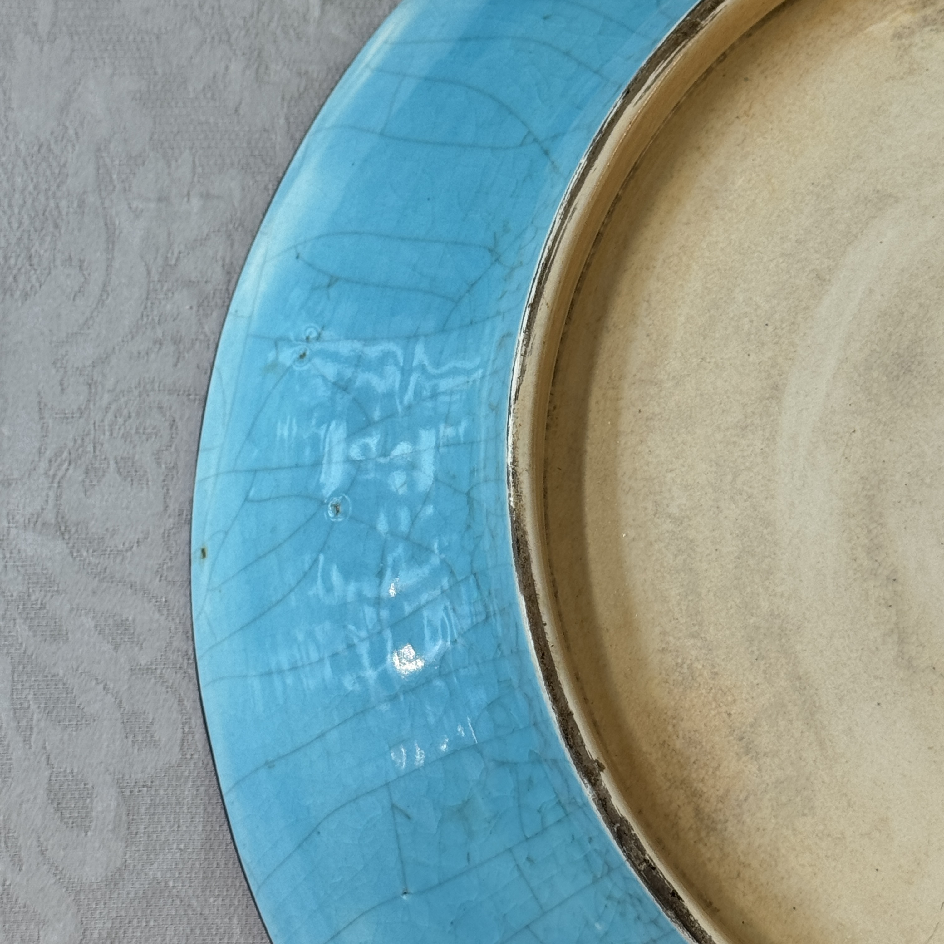 A French polychrome enamelled Longwy 'Cranes among Clouds' charger — photo 13